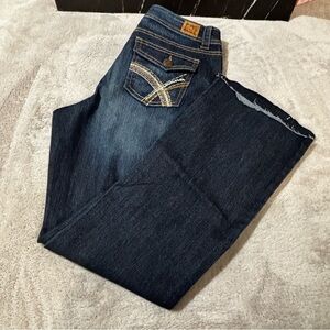 LEI Women's Dark Blue Boot Cut Jeans with Stylish Stitching